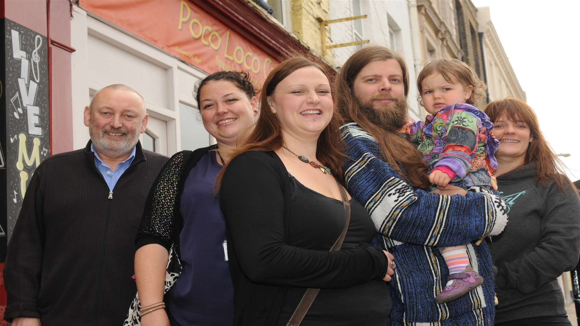 Dave Smeed, Liz Goatley, Adam and Stacey Barron with Esme and Lucy Harvey. Picture: Steve Crispe.
