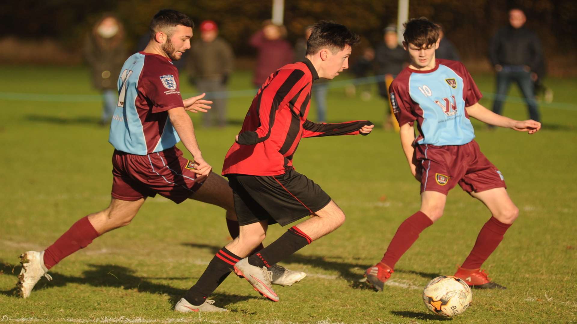 Meopham Colts Red make inroads against Wigmore Youth in Under-18 Division 1 Picture: Steve Crispe