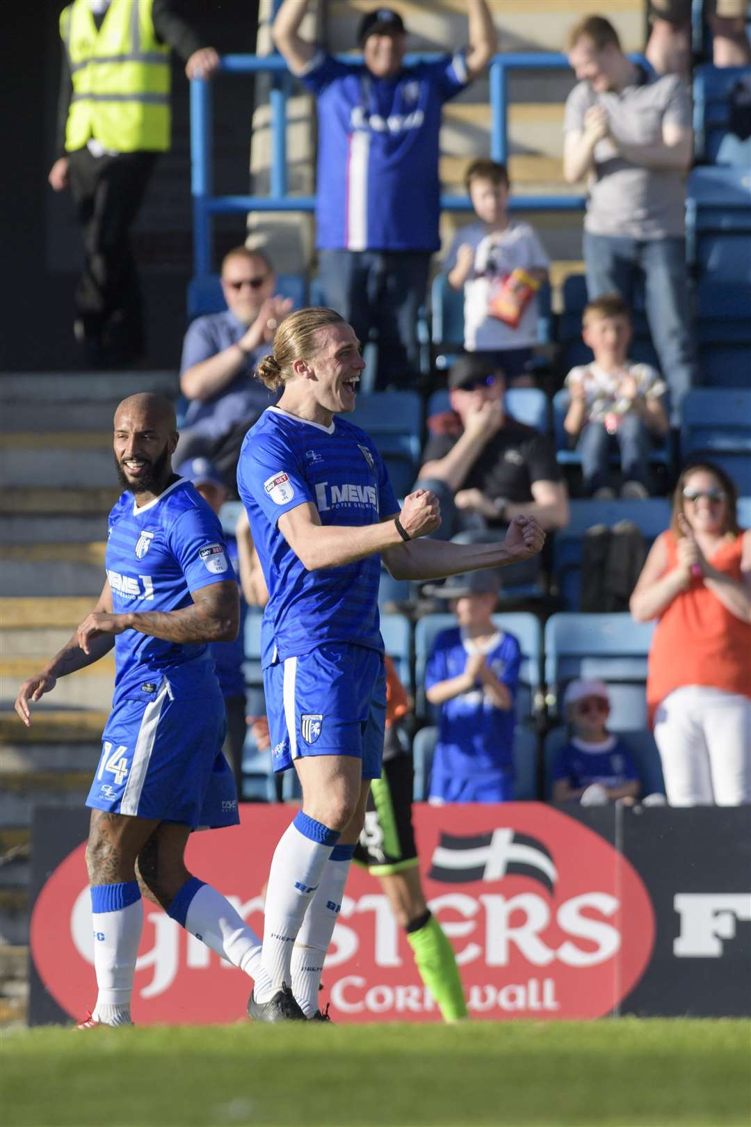 Tom Eaves celebrates after scoring his hat-trick Picture: Andy Payton