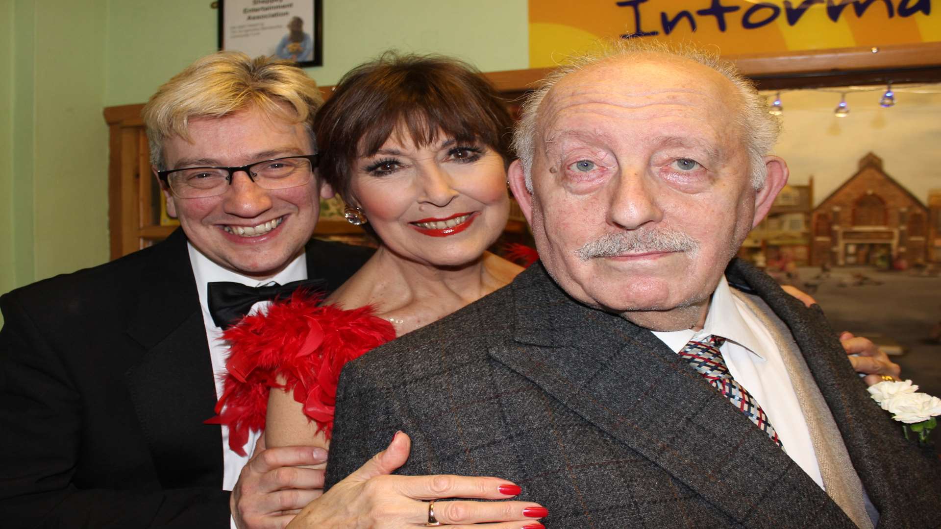 Anita Harris at the Sheppey Little Theatre with her husband Mike Margolis, right, and pianist Peter Gill.