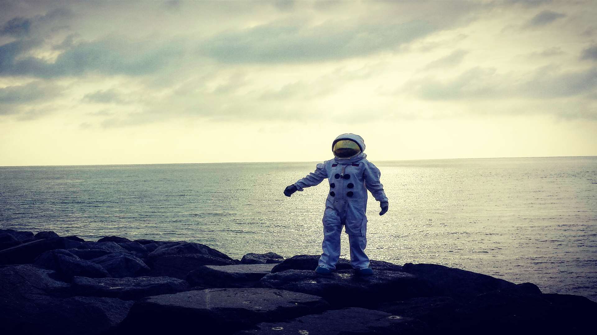 It was one strange sight for Folkestonians when the astronaut was spotted on the beach. Picture: Ben Barton
