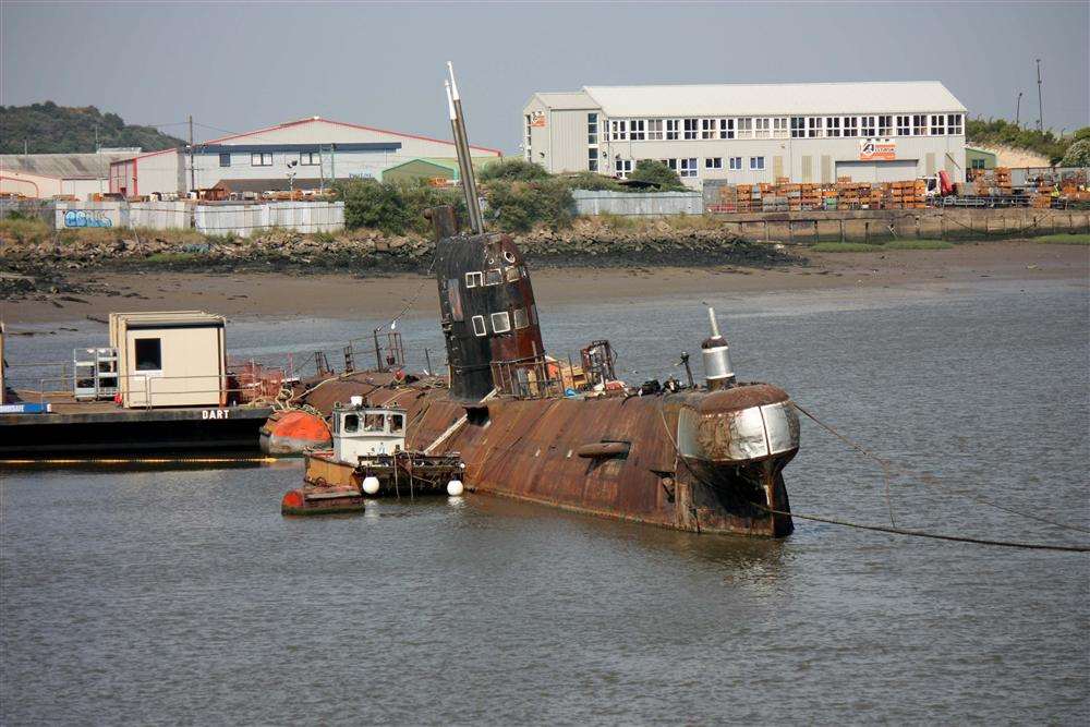 The submarine moored in the Medway where the film was shot