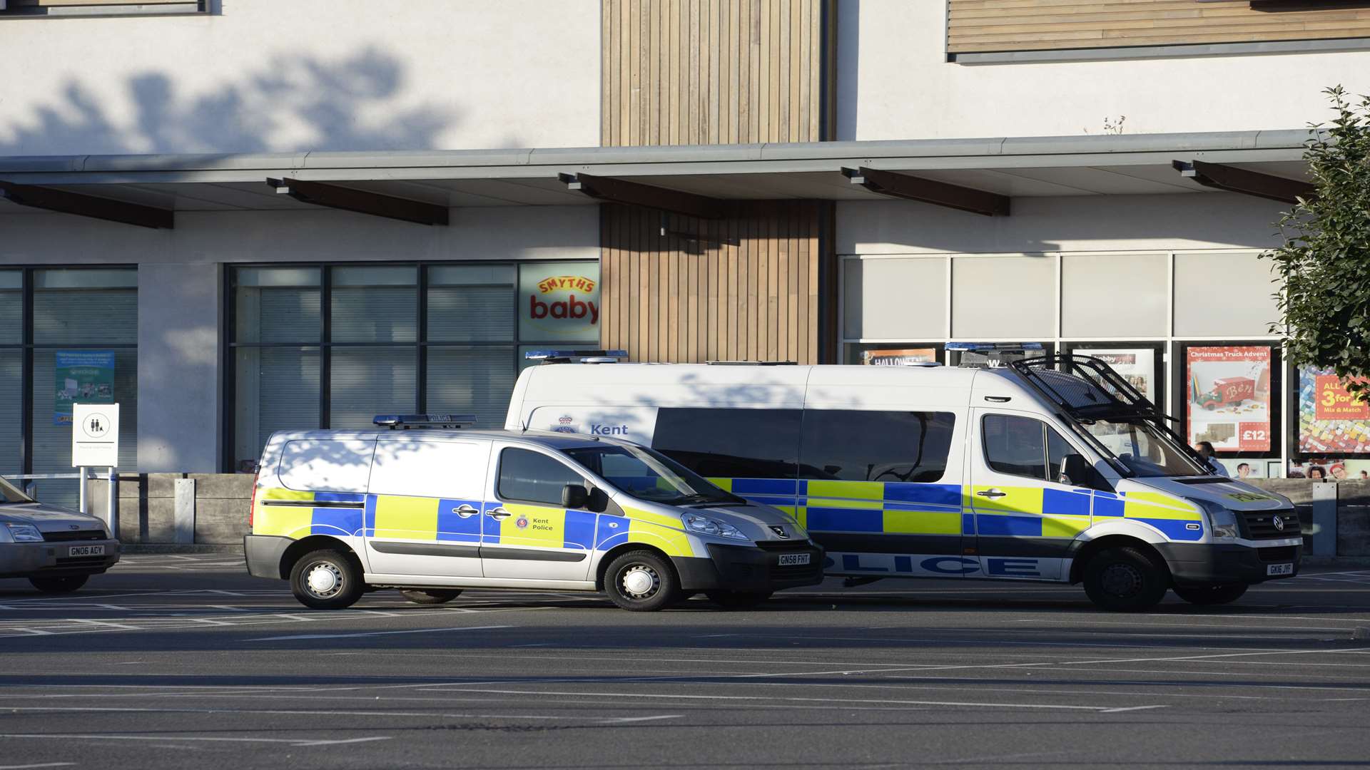 Police vehicles at the scene. Picture: Chris Davey.