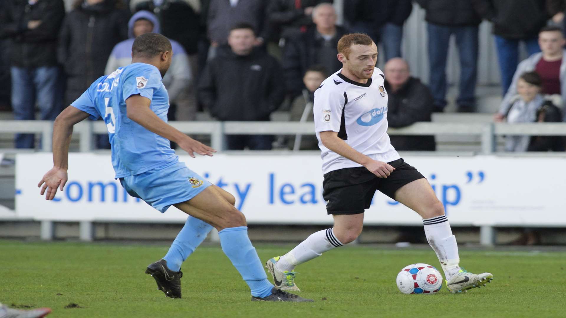 Dartford goalscorer Harry Crawford on the ball against Southport Picture: Andy Payton