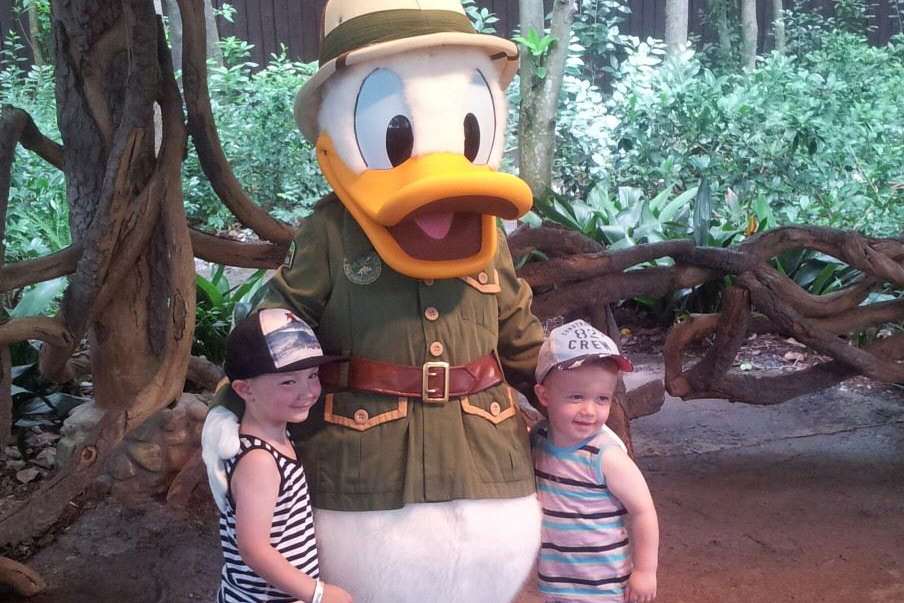 Kai and Harley meet Donald Duck in Disney World, Florida