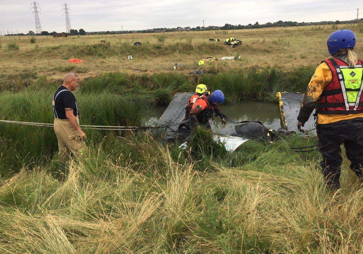 The cow was pregnant, according to emergency crews. Pic: KFRS