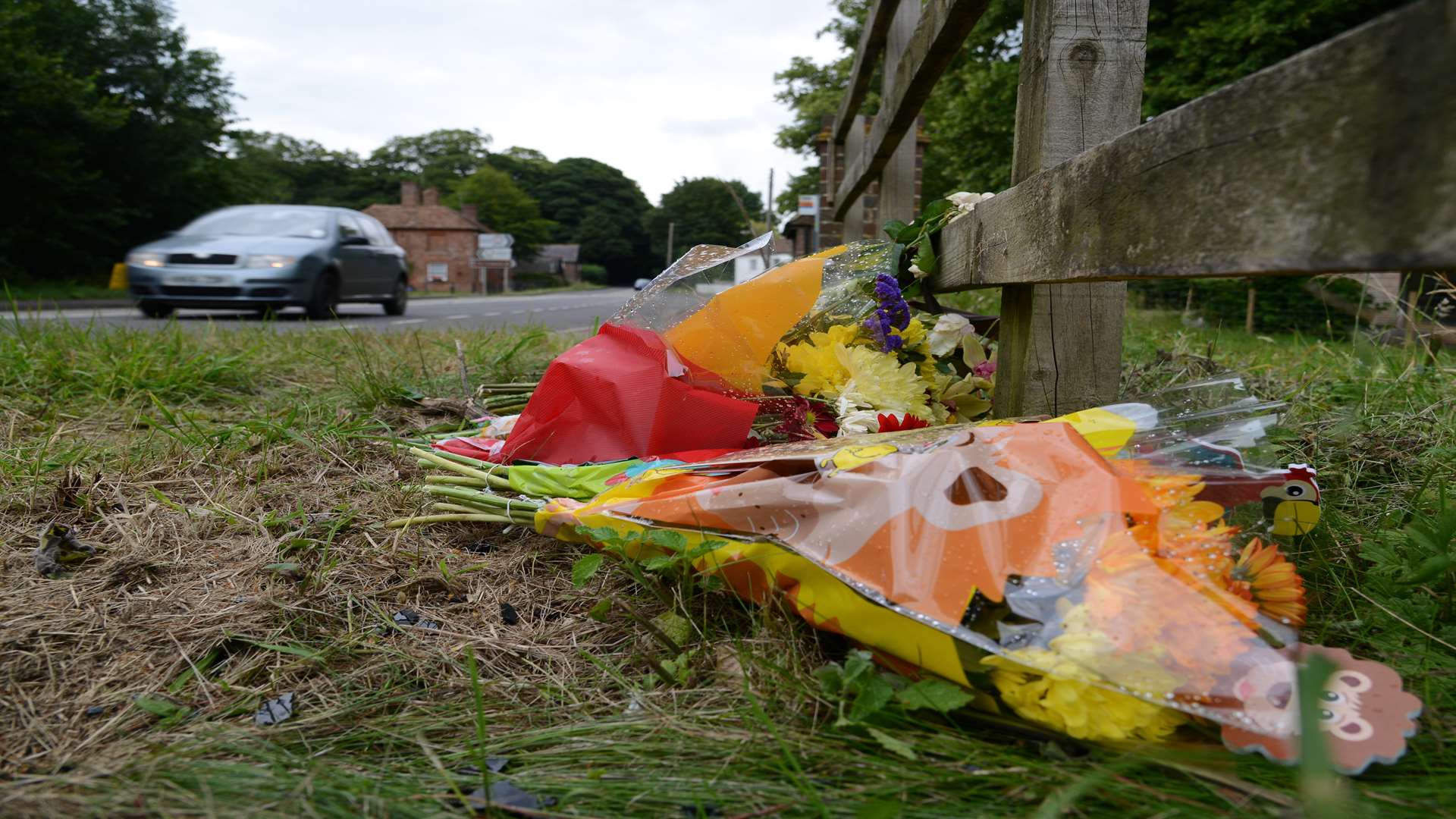 Flowers left at the scene of the crash