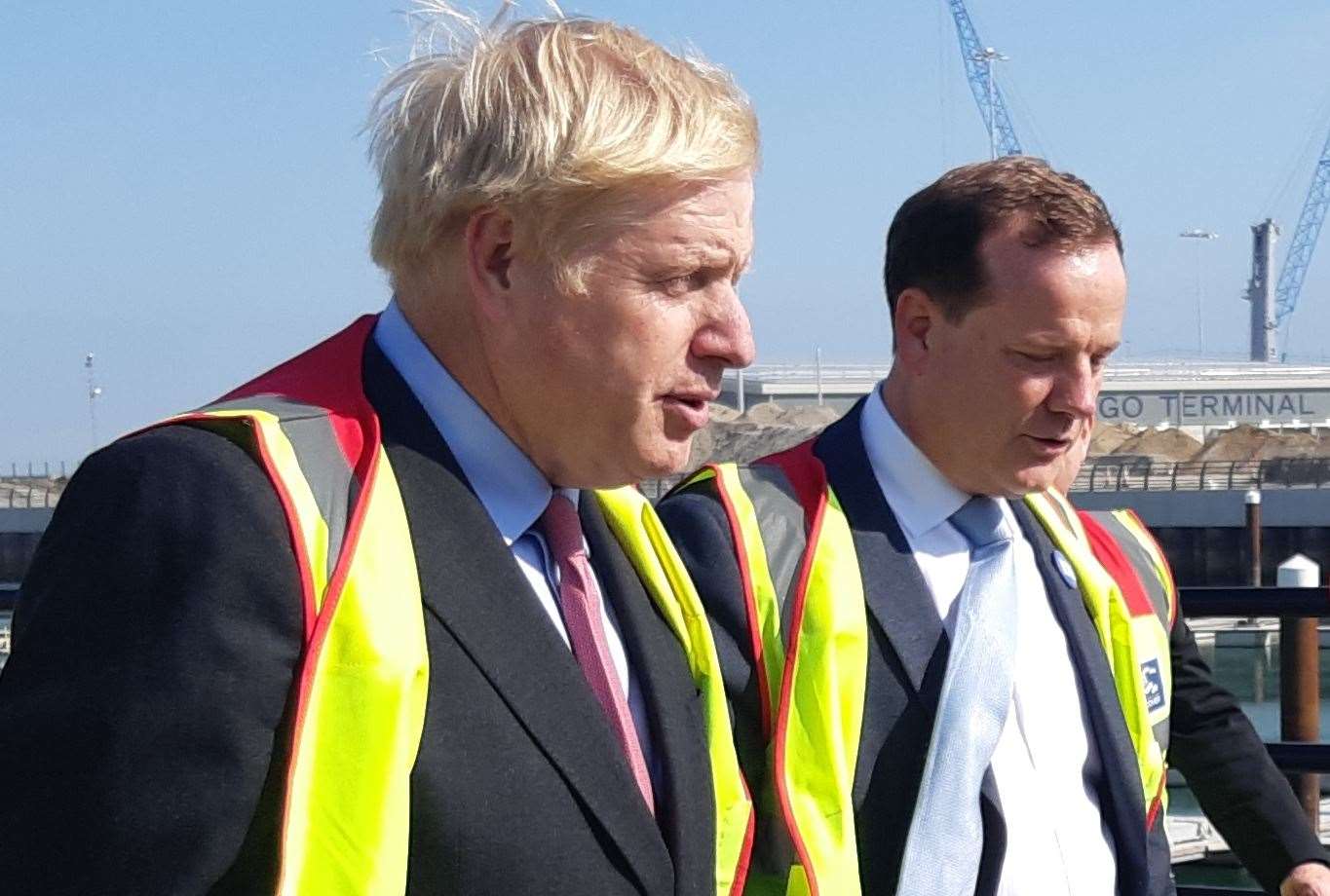 Boris Johnson with Charlie Elphicke in Dover in July