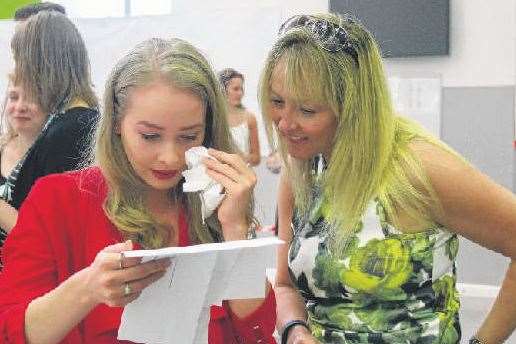 Zoe Hetherington is tearful as she opens her results at Cornwallis Academy
