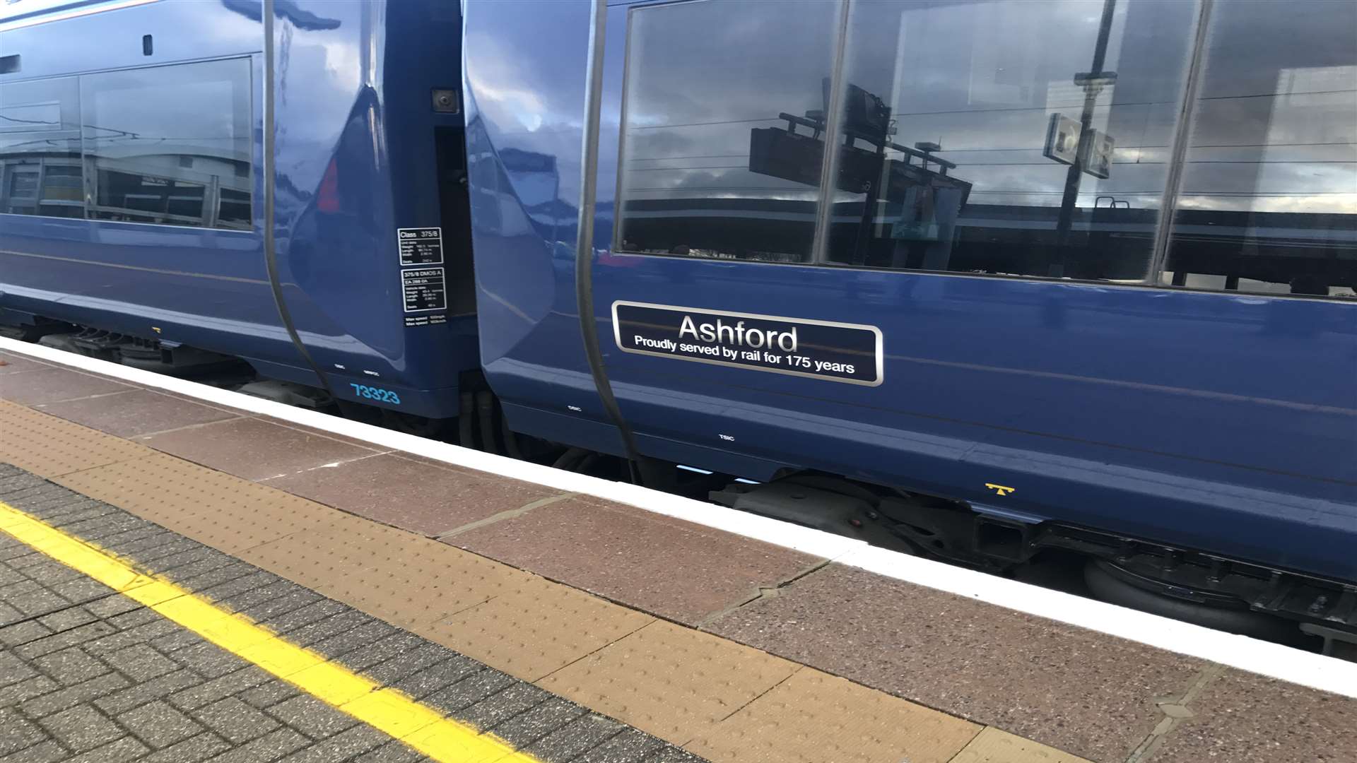 The new name reads 'Ashford, Proudly served by rail for 175 years'.