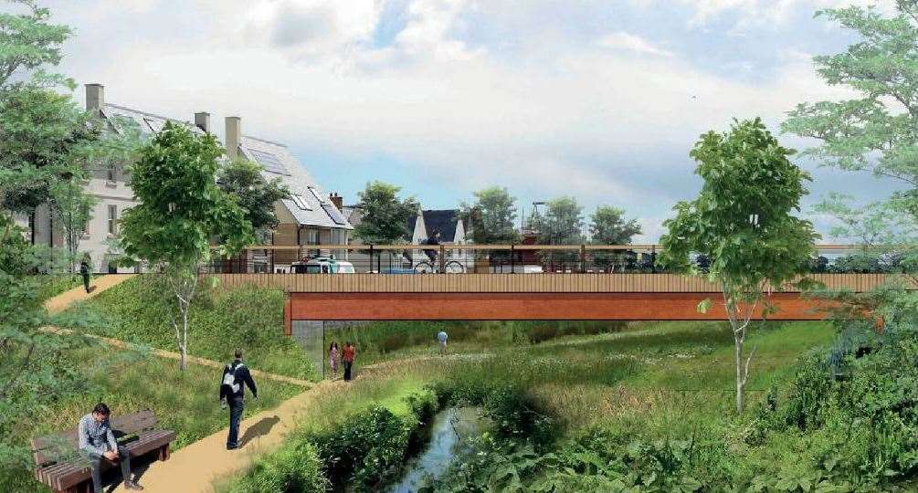 How Otterpool Park Riverside Park could look. Picture: Arcadis Design and Access statement