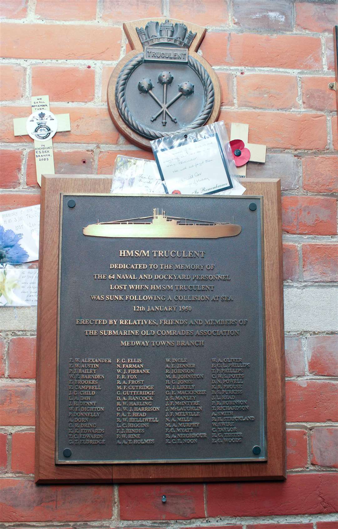 The memorial at St George's Centre to the men who lost their lives that night.