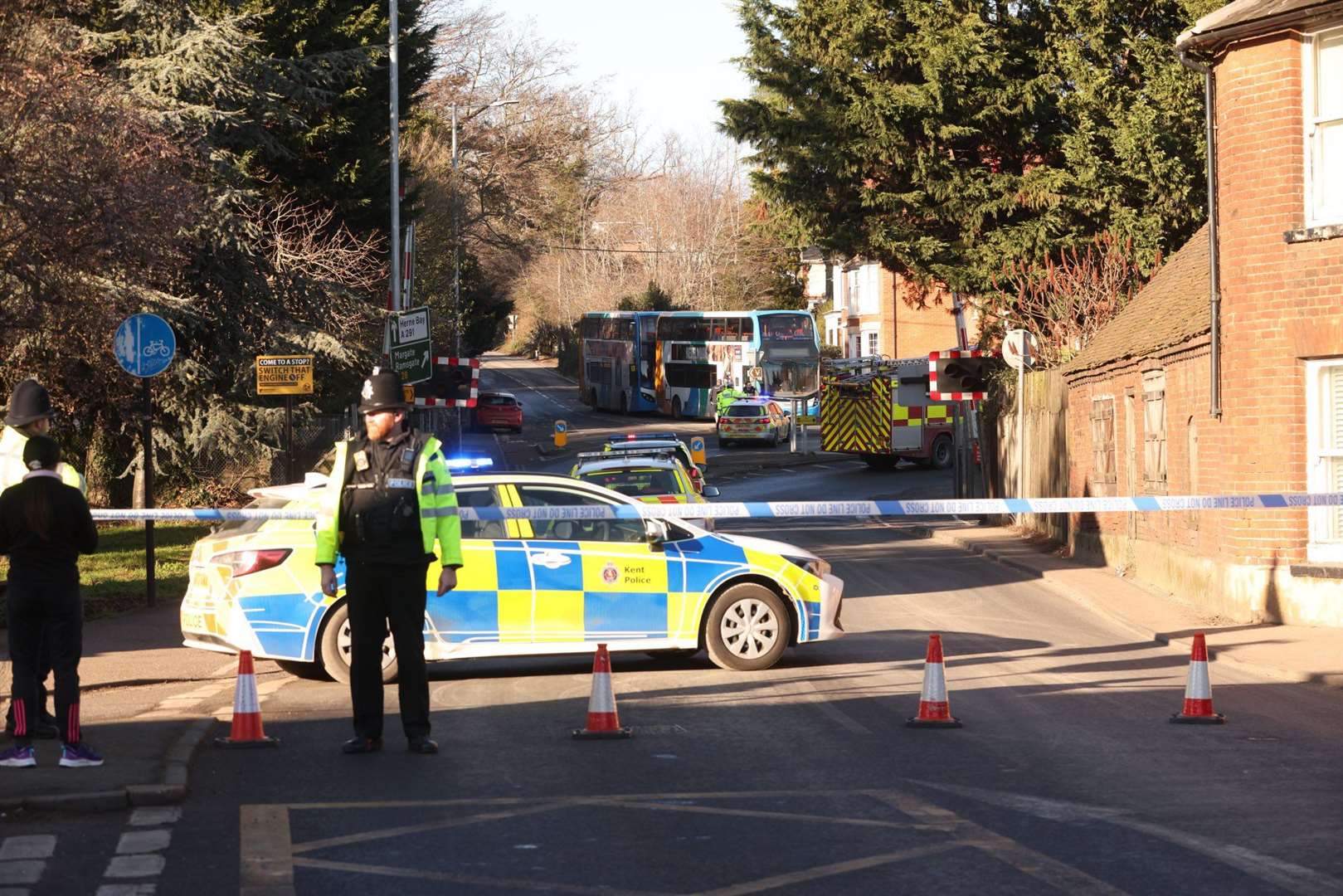 Police at the scene of the incident near Sturry level crossing in Canterbury. Picture: UKNIP