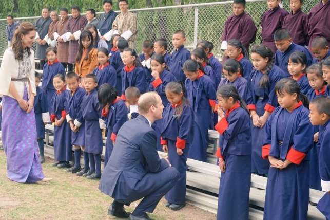 Prince William and Kate meet children from the Drak-Tsho charity in Bhutan. Picture: Kensington Palace