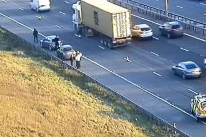 The incident on the M20. Pic: Highways England