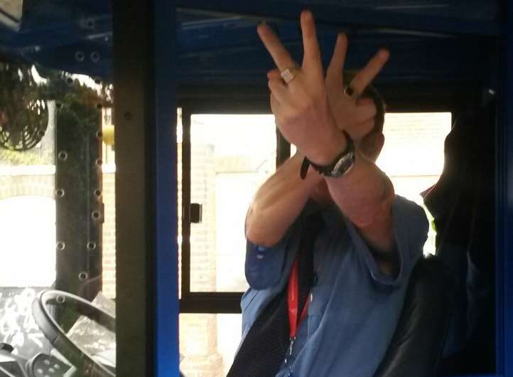 The Stagecoach bus driver is said to have made rude hand signals