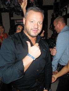 Night club owner Mick Norcross, from the ITV2 show The Only Way is Essex, wearing a Justice for Carl Davies wristband