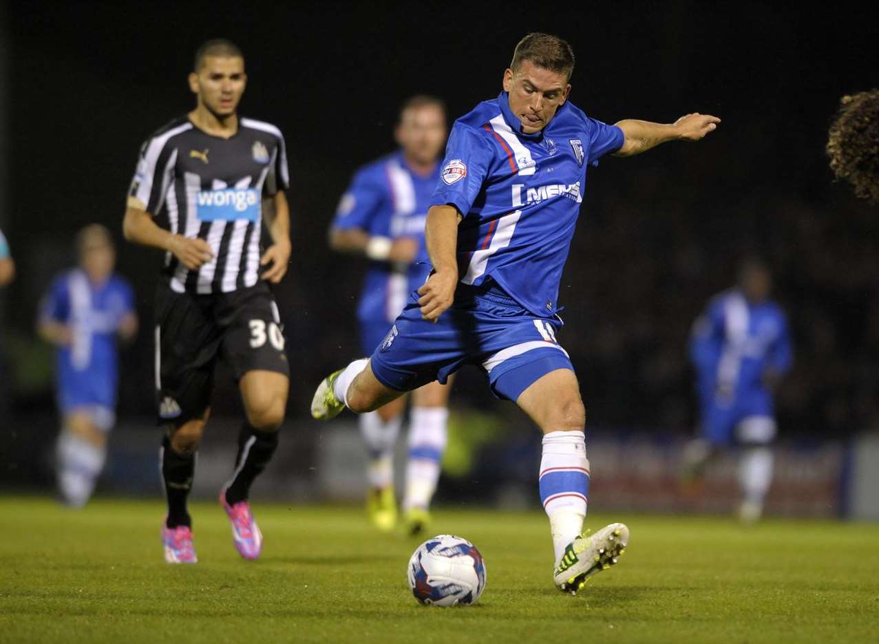 Cody McDonald on the ball against Newcastle in the Capital One Cup Picture: Barry Goodwin