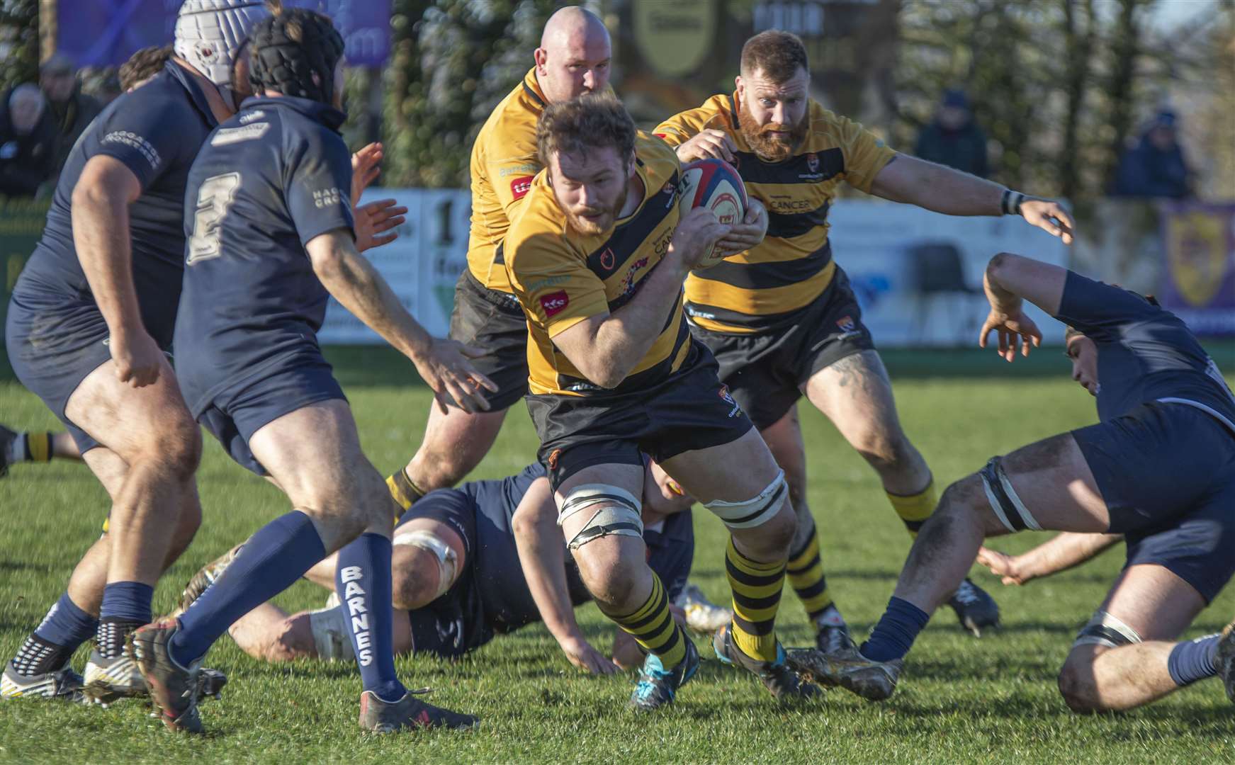 Canterbury's Tyler Oliver in possession against Barnes. Picture: Phillipa Hilton