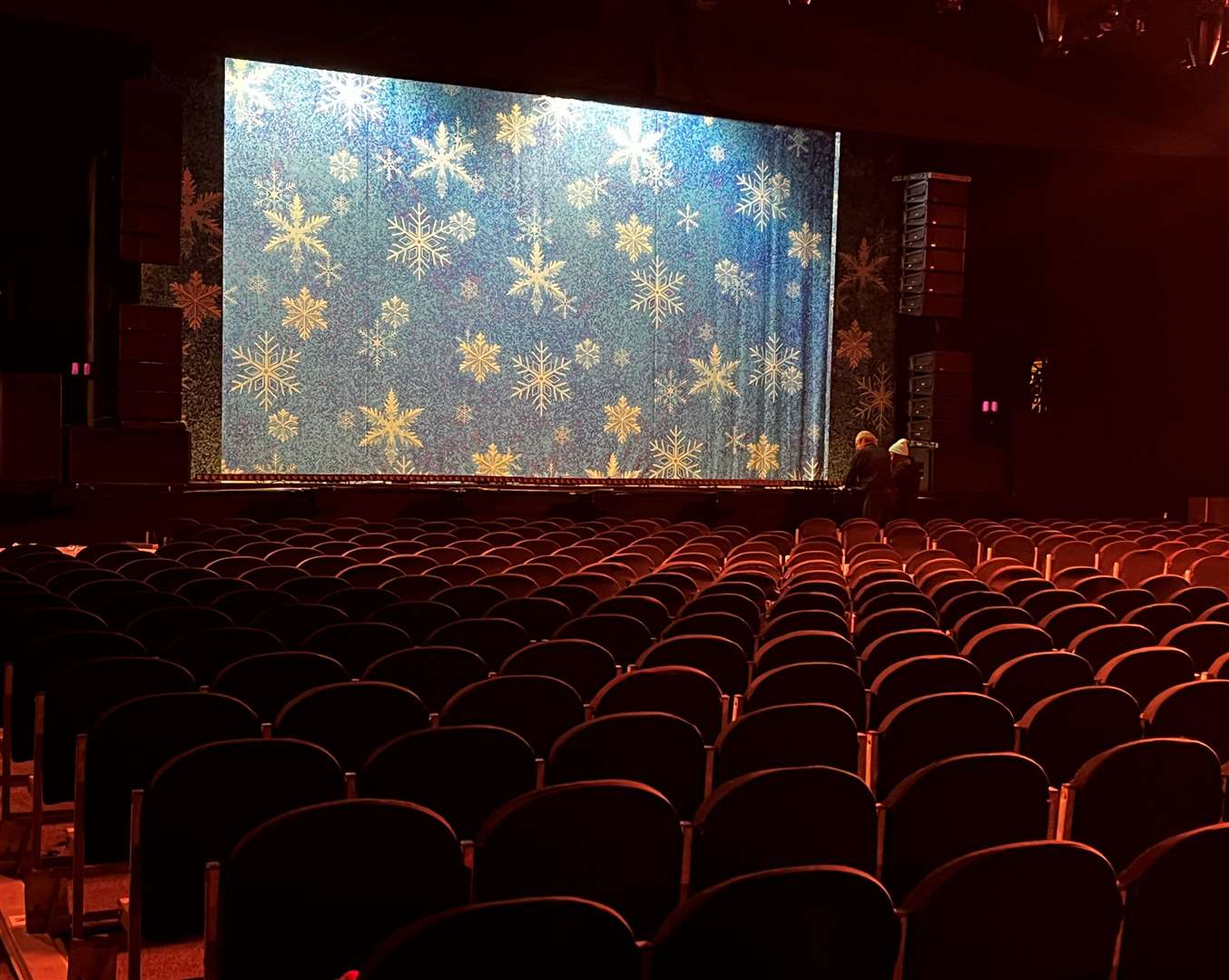 Inside the new temporary Orchard West theatre, in Dartford