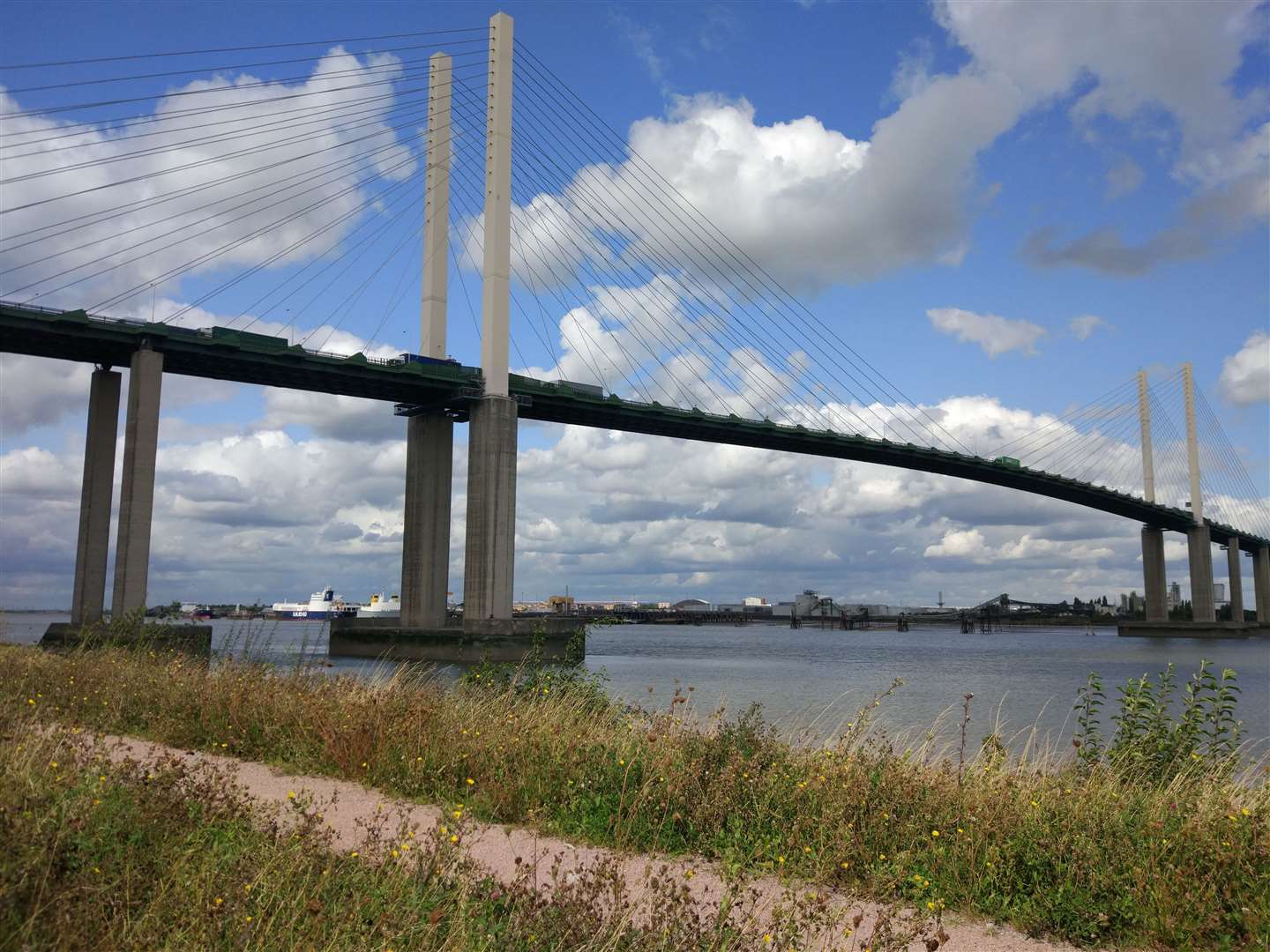 The QEII Bridge from the coastal path