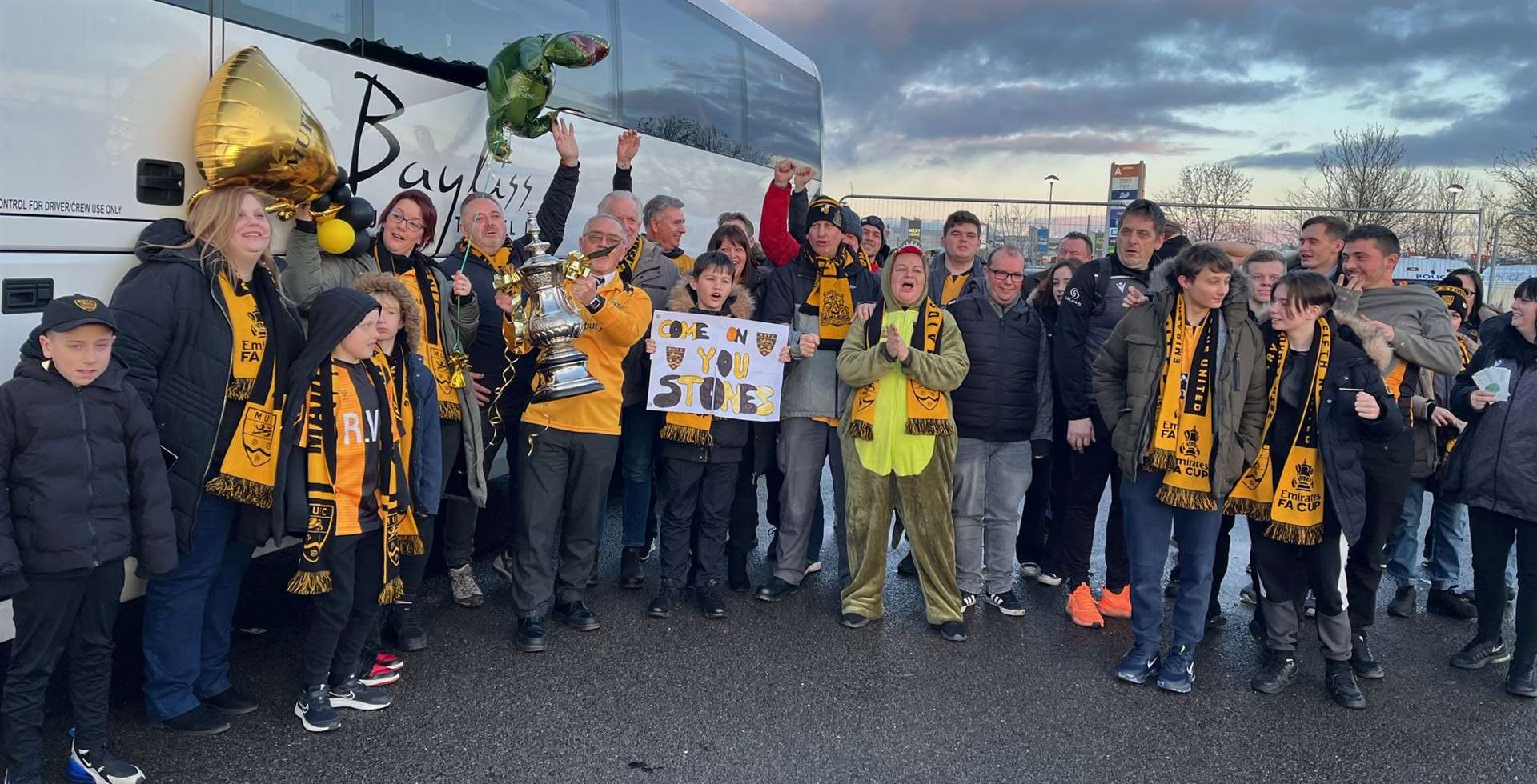 Maidstone fans arrive in Coventry ready for the big game.