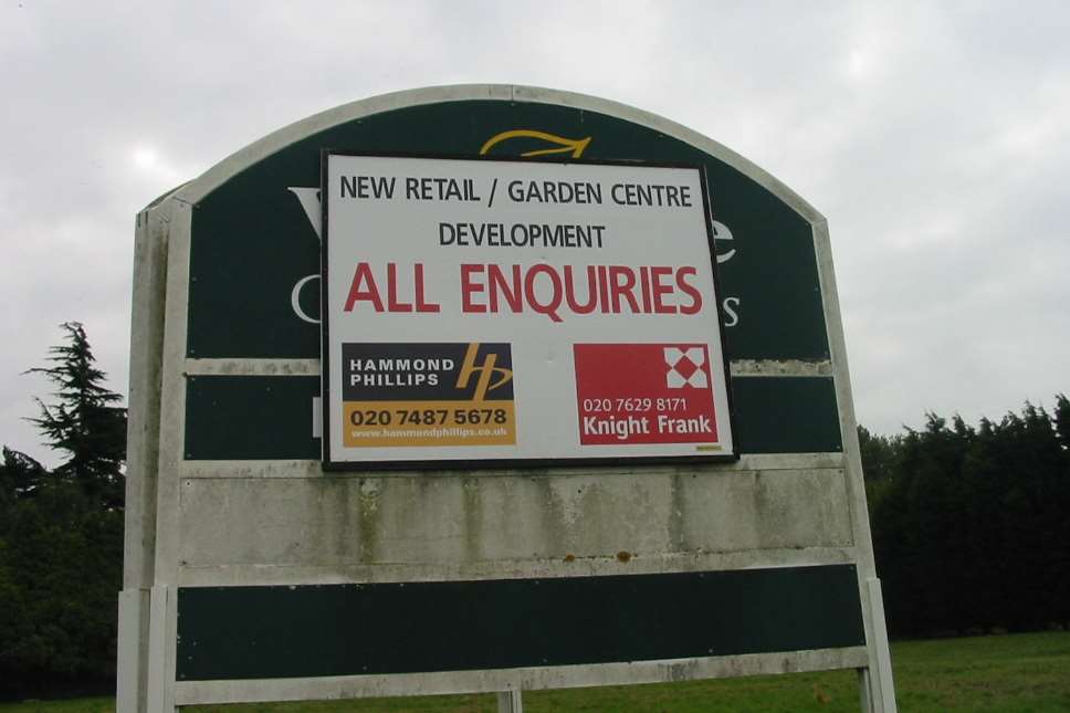 A former sign outside the garden centre in London Road