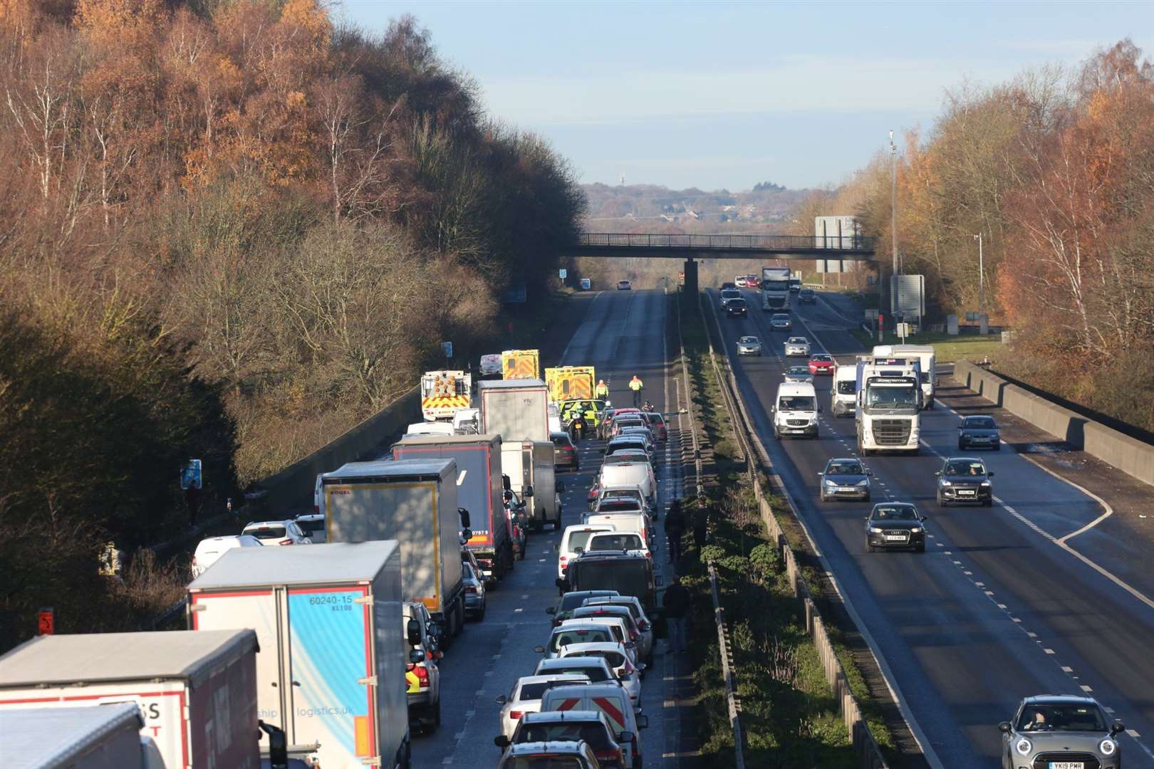 Traffic mounting on the M2 between junction 5 and 4. Picture: UKNIP