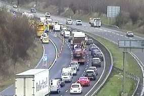 Queues build at the crash site on the M25. Picture: Highways Agency