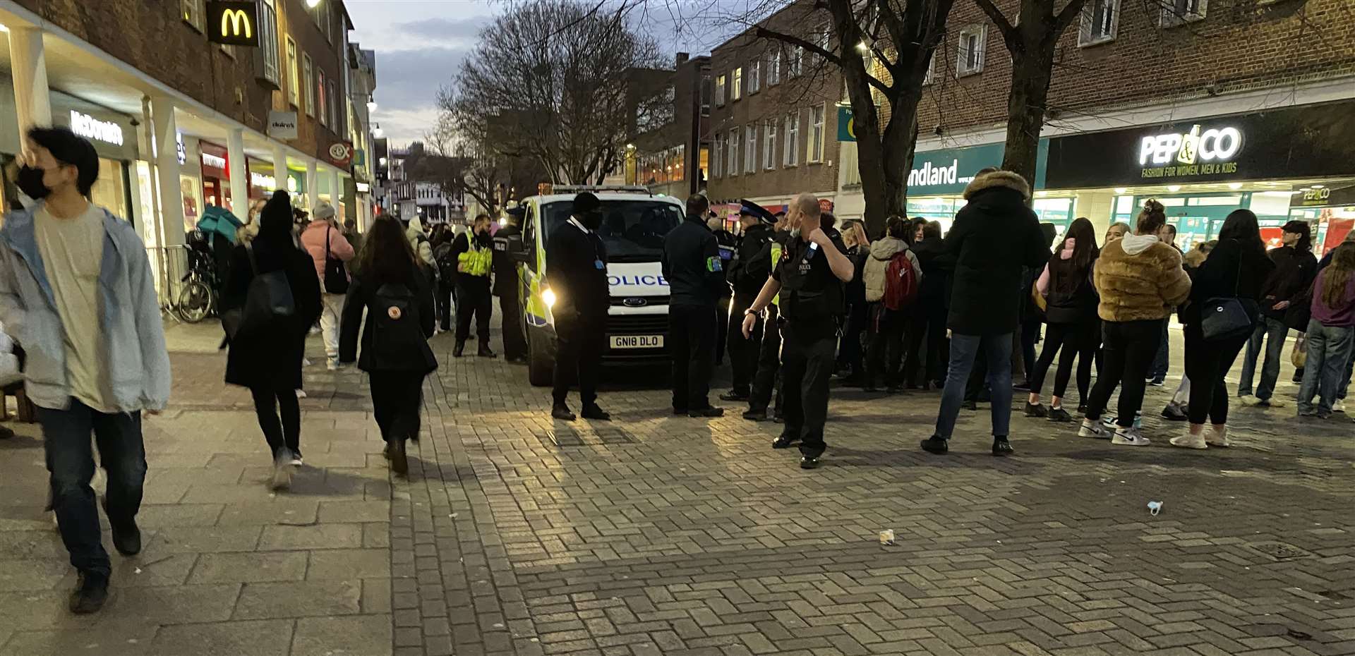 Two police cars, a van and several officers were called to Canterbury high street