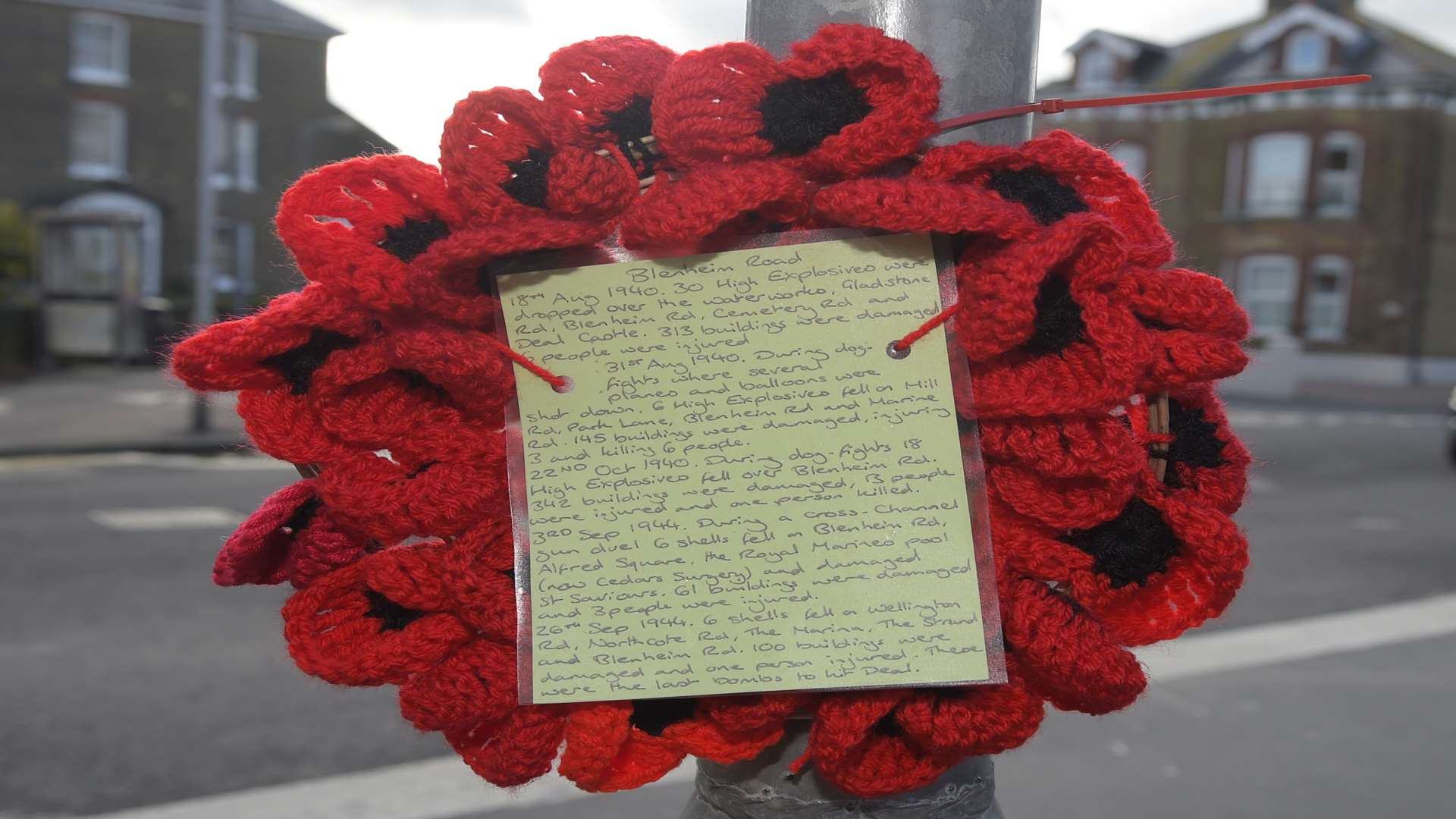 A detailed history is attached to the wreath in Blenheim Road