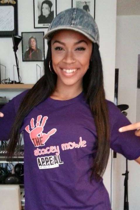X Factor finalist Tamera Foster with her Stacey Mowle T-shirt