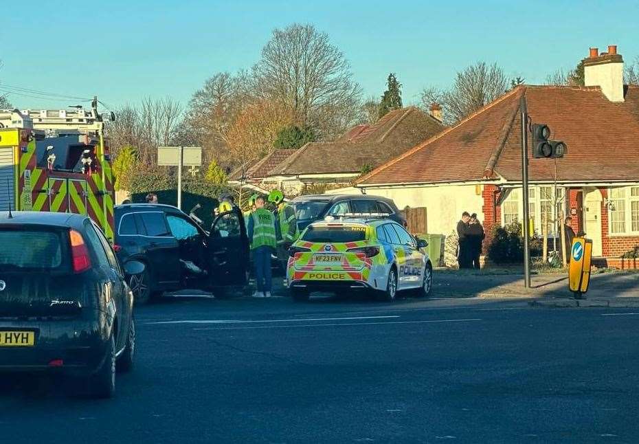 A six-year-old girl and an adult were taken to hospital after a crash in Court Road, Orpington