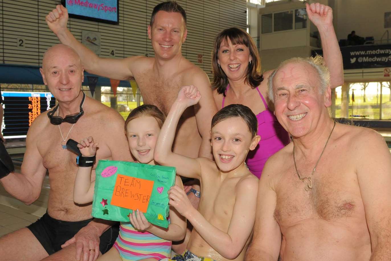 The Brewster family taking part in the Big Swim Challenge as part of last year's Medway Big Splash.