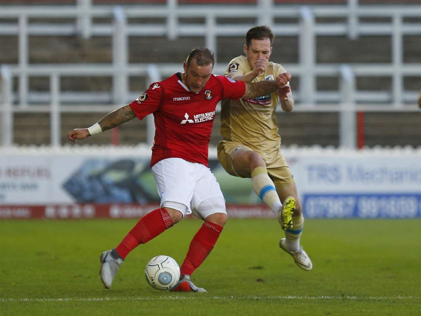 Danny Kedwell plays the ball forward against Barrow Picture: Andy Jones