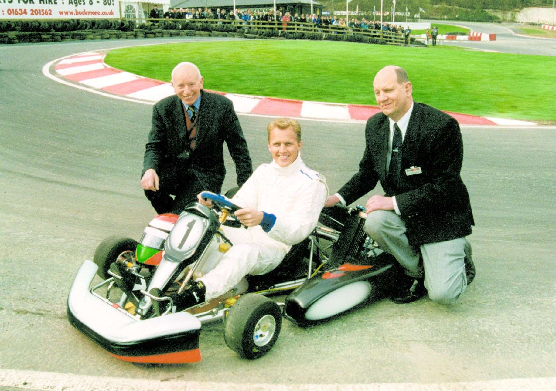Bill Sisley, right, pictured with John Surtees and Johnny Herbert at Buckmore Park, says Brise had the talent to get to the top