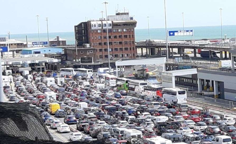 Traffic queues at the Port of Dover