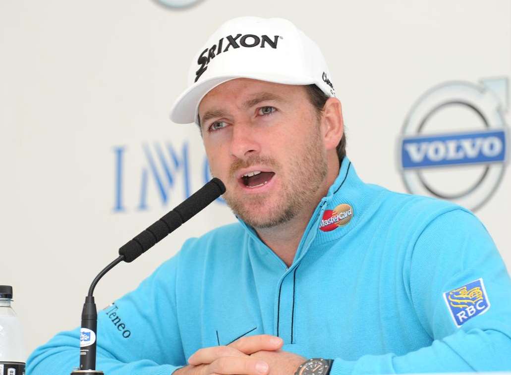 Graeme McDowell speaks to the media at The London Club Picture: Simon Hildrew
