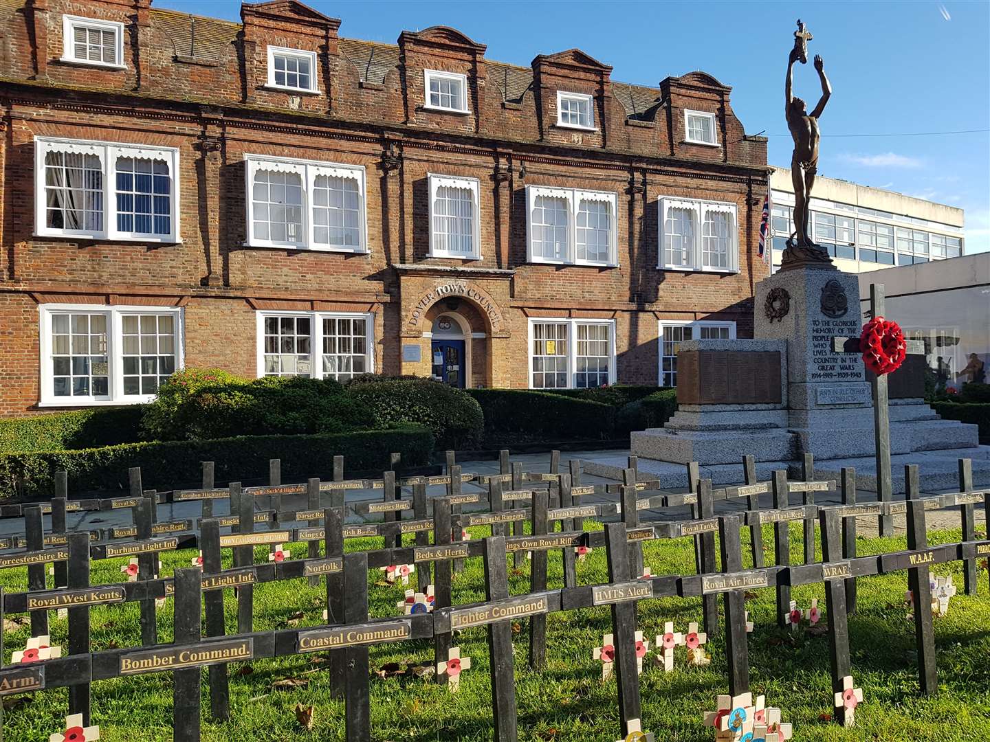 The War Memorial outside the Dover Town Council offices. Maison Dieu House. Picture: Dover Town Council