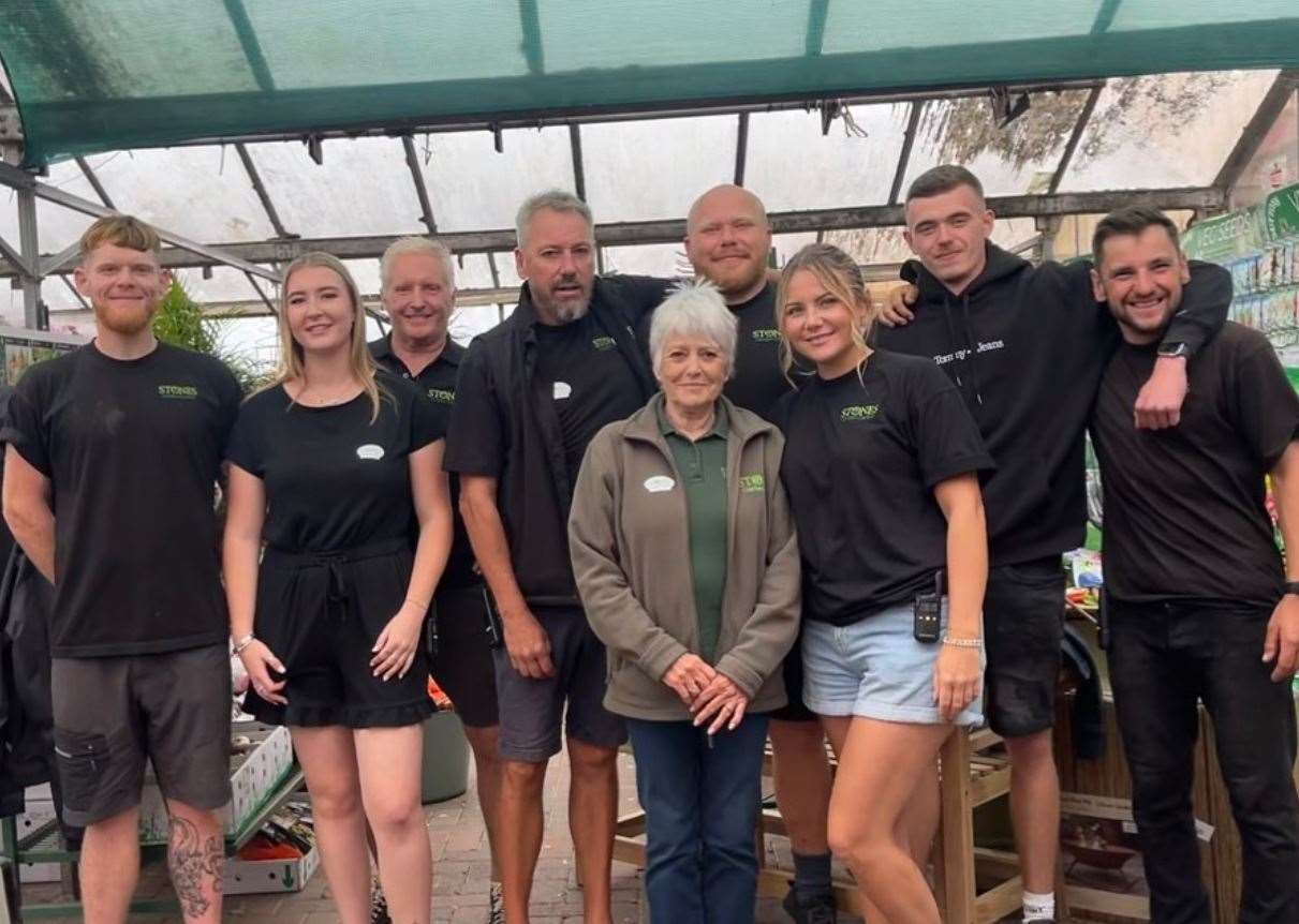 Jessica Waghorn on the right with the management and staff of family-run Stones. Picture: Stones Garden Centre