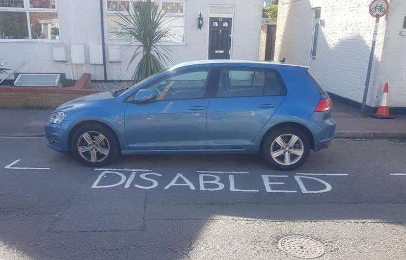 Claire Baker’s car parked in her new disabled bay, which was marked out earlier this month