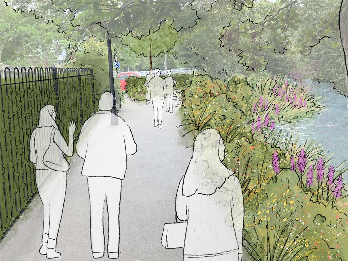 Concept designs showing how St Radigunds River Walk will look as part of Levelling Up plans for Canterbury. Picture: HTA Design LLP