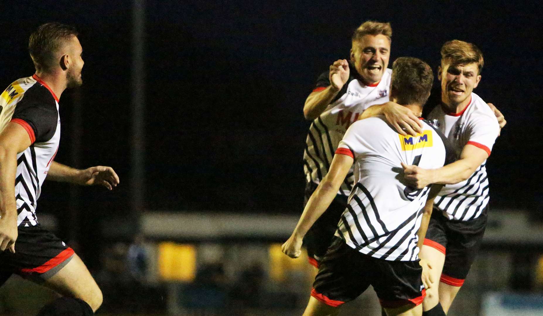 Deal celebrate after Billy Munday opens the scoring in the second minute of last Tuesday’s 3-0 win at home to Whitstable. Picture: Paul Willmott