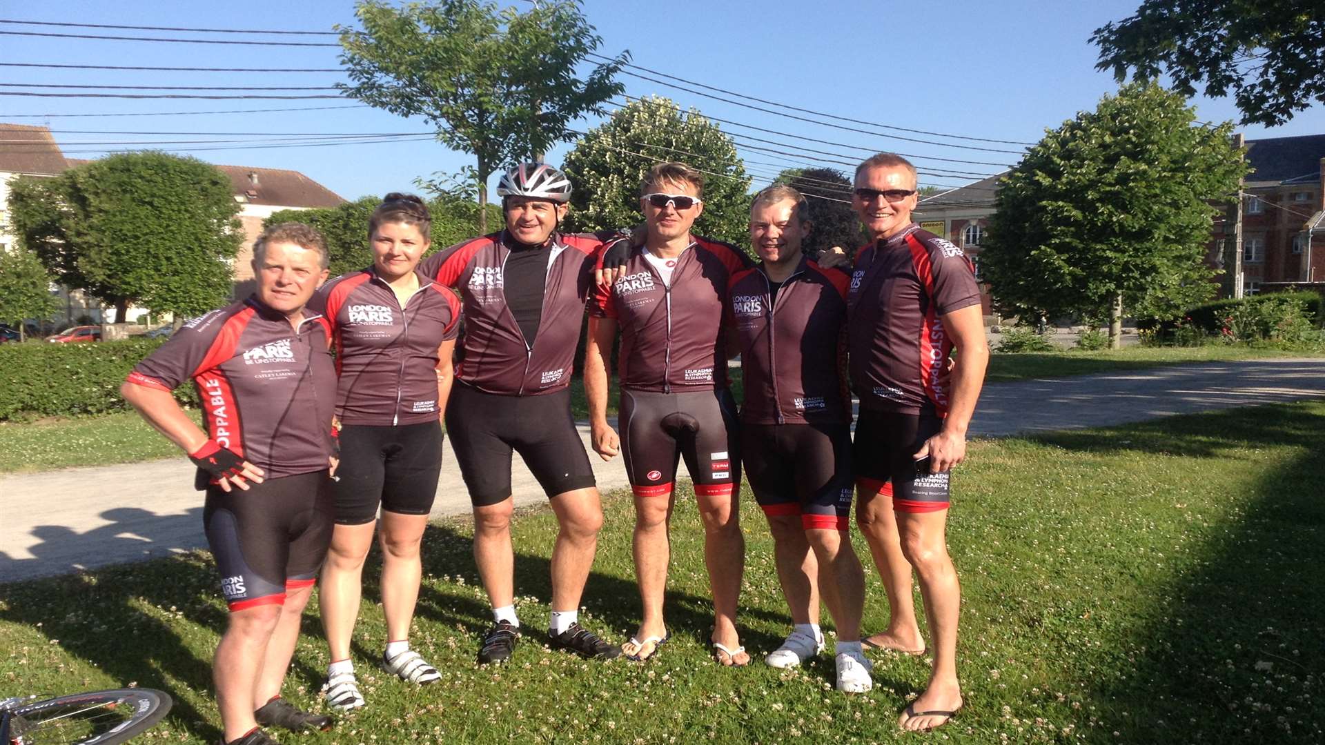 Bough Beech resident Paul Hitchcott (far left) cycled 500km from London to Paris in aid of a blood cancer charity