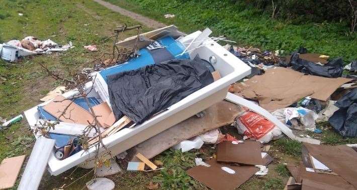 The fly-tipped waste at Reading Street in Broadstairs