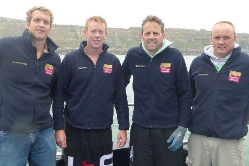 Hythe Aqua swimmers Stuart Parris, Greg Wood, Jason Ransley and Paul Hancock have completed their Channel swim