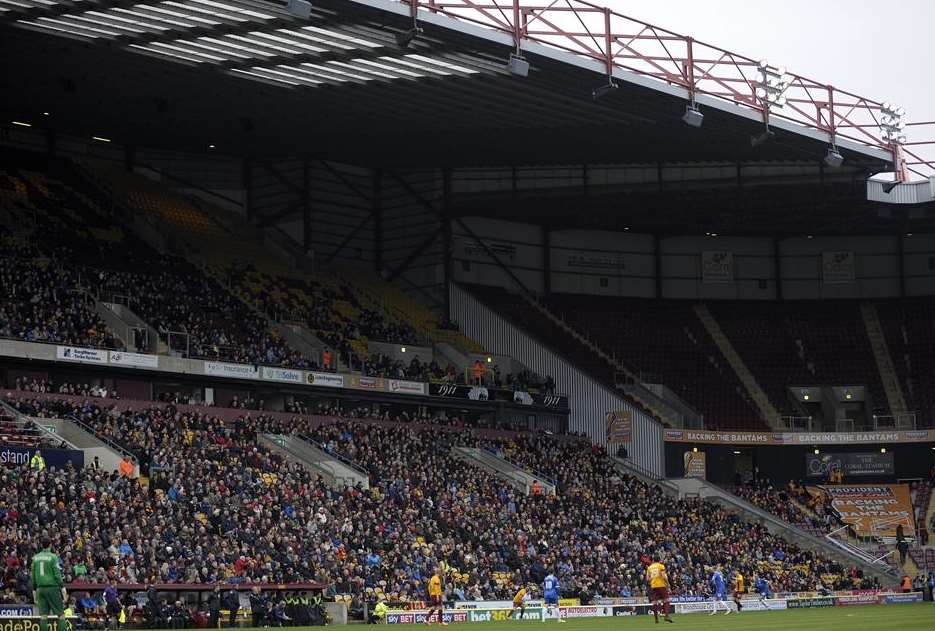 The packed main stand at Bradford's Valley Parade stadium Picture: Barry Goodwin