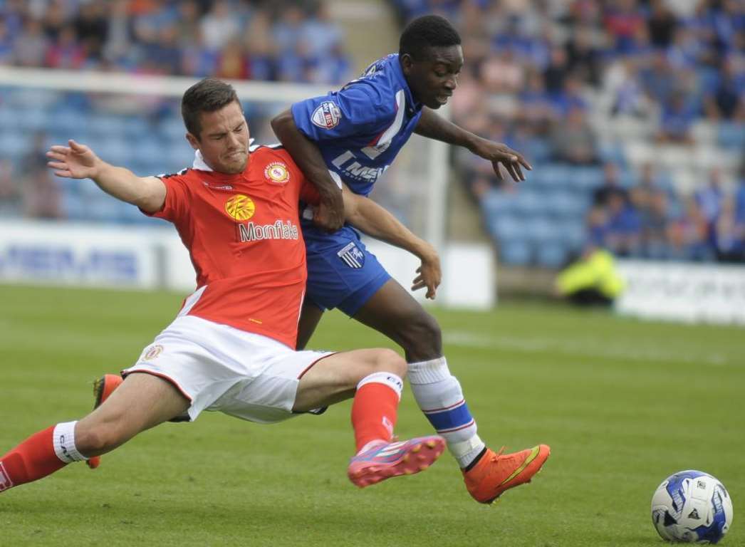 Jermaine McGlashan runs at the Crewe defence. Picture: Barry Goodwin