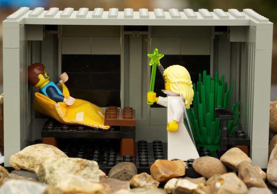 An angel appears in a home created in Lego