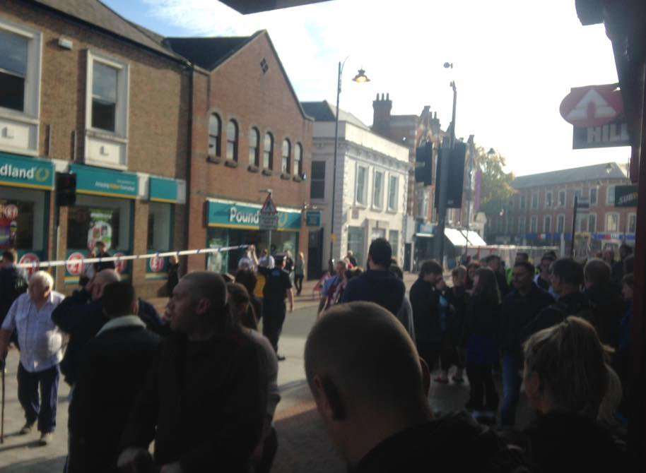 The cordon has been erected outside Poundland. Picture: Peter Marten